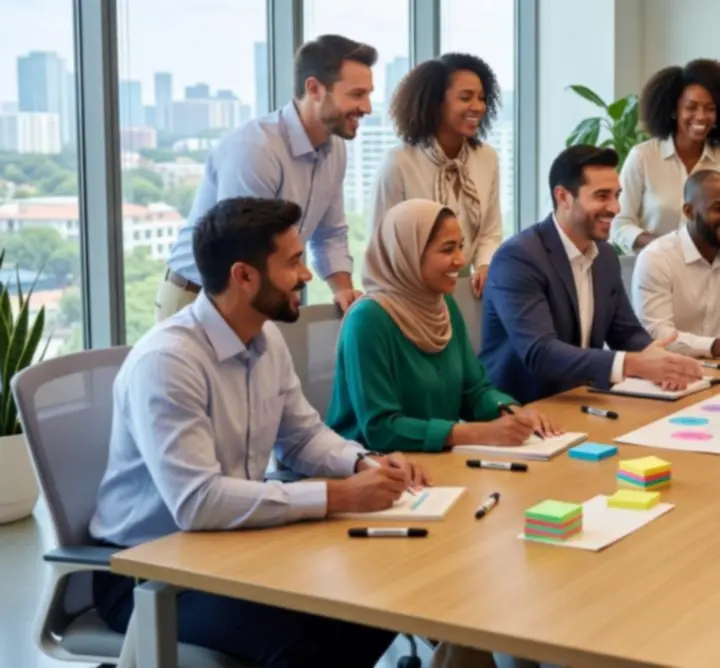 Zespół firmowy podczas kreatywnego wydarzenia integracyjnego