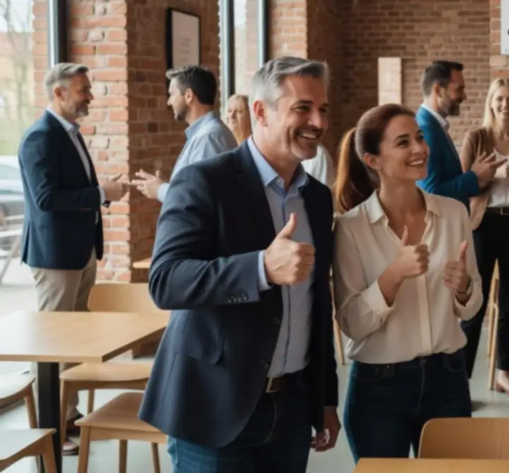 Uczestnicy wydarzenia dzielący się pozytywnymi opiniami