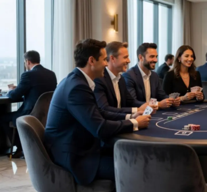 Stół do pokera podczas rekreacyjnego wydarzenia offline