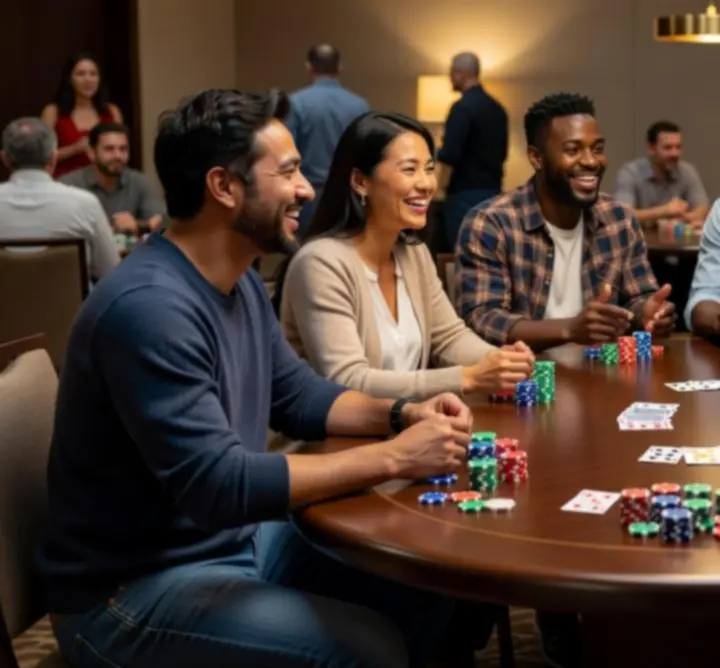 Stół do pokera przygotowany jako element rozrywki podczas prywatnego wydarzenia